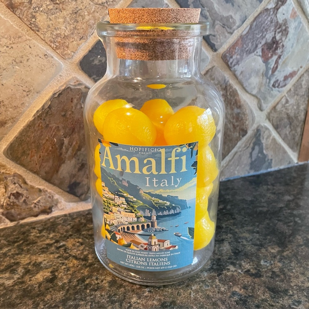 Hopificio Firenze Finest Italian Triple Milled Lemon Soaps Glass Jar Cork Lid